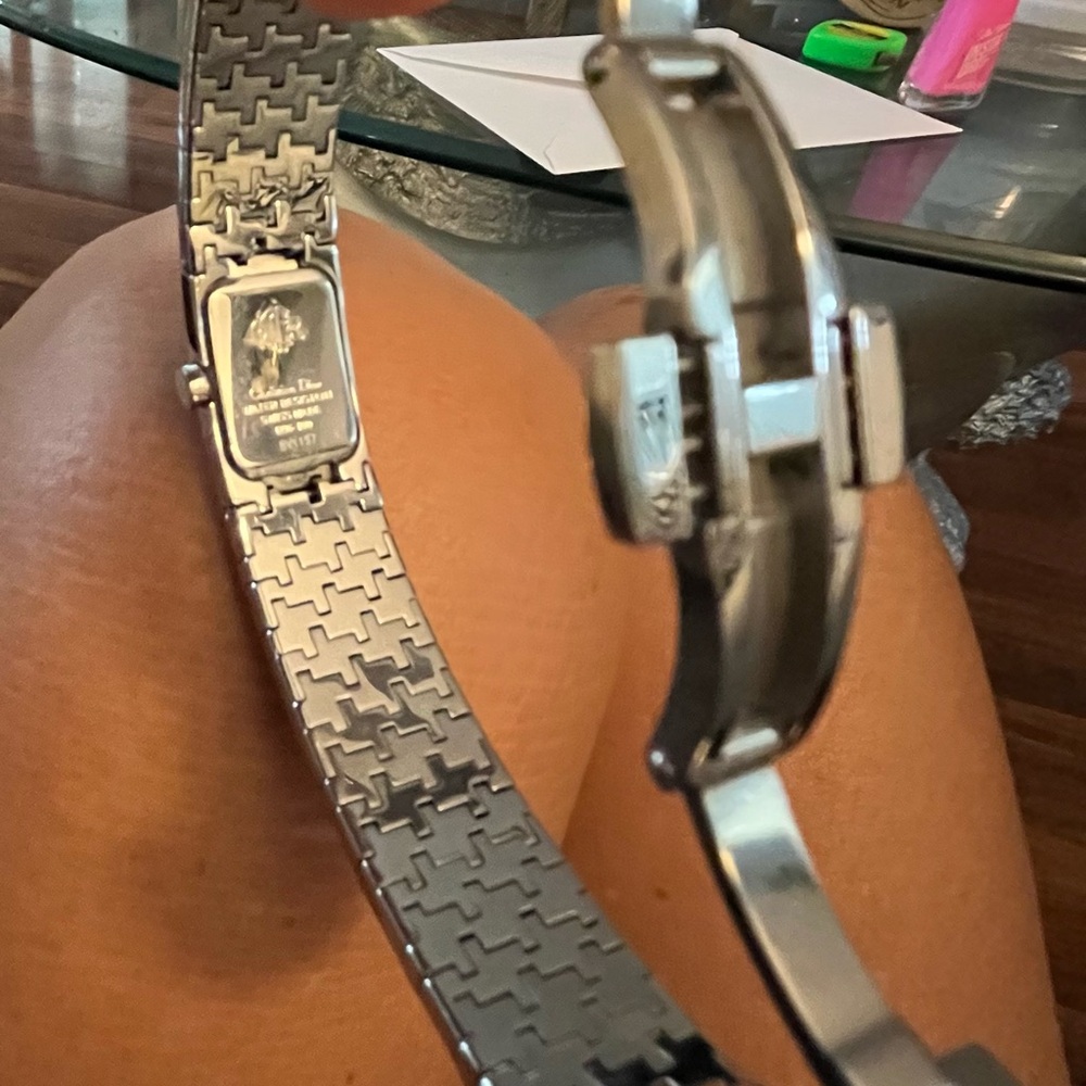 EUC Dior Silver Stainless Steel Women's hounds-tooth Link Bracelet Watch - Picture 9 of 16